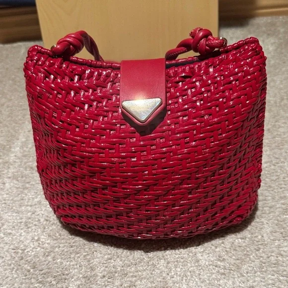 Zara Red Woven Shoulder Bag - Picture 1 of 5